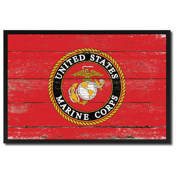 US Marine Corps Emblem Military Flag Canvas Print, 25"x37"