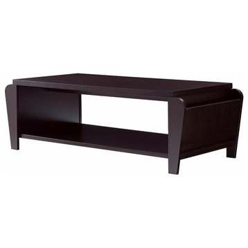 Furniture of America Allium Wood Coffee Table with Magazine Rack in Cappuccino