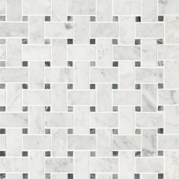 MSI SMOT-BWH 12" x 12" Basketweave Mosaic Wall Tile - Honed - Carrara White