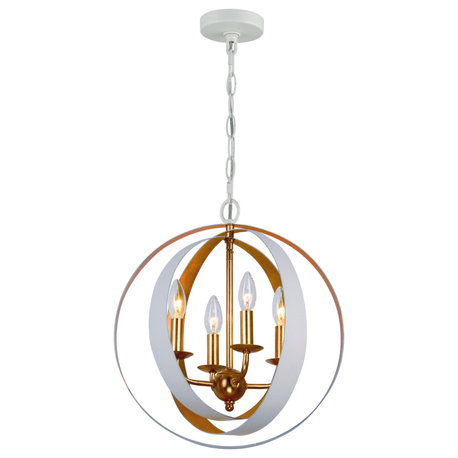 Crystorama 584-MT-GA 4 Light Mini Chandelier in Matte White + Antique Gold