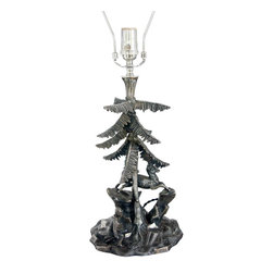 English James Deakin & Sons Silverplate Hunter and Deer Figural Table Lamp - Table Lamps
