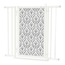 Fusion Gates - 32"-36" White Pearl Fusion Gate with Satin Harvest Design - Dog Gates