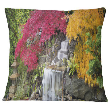 Japanese Maple Trees Floral Throw Pillow, 18"x18"