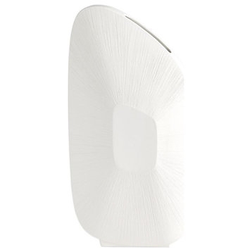 Offset Square Scratch Tall Matte White Vase