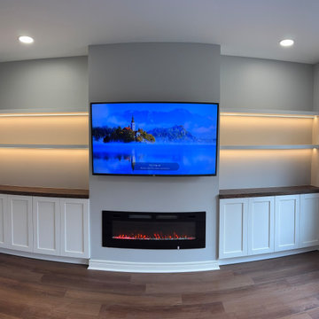 Contemporary Media Wall with LED Shelves