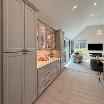 Graceful Living, Together - Butler’s Pantry Wall, Light Gray Shaker, Brass Pulls