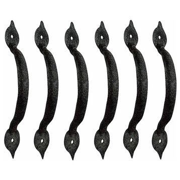 Spear Door or Drawer Pull Black Wrought Iron 5 1/2" Pack of 6 Renovators Supply