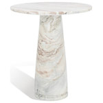 Safavieh Couture - Safavieh Couture Valentia Tall Round Marble Accent Table, White/Brown - Elevate your home with the sculptural beauty of Valentina tall round accent table. The round profile of the table is juxtaposed against the solidarity and hardiness of marble. Crafted entirely in real white and brown marble, the table stands upon a refined and sculptural pedestal. Both alluring and visually dynamic, our accent table celebrates the natural veining and tonal variations of marble. It stands tall and graceful to serve as a statement piece in any corner of your home.