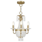 Livex Lighting - Convertible Mini Chandelier With Clear Crystals, Hand-Applied Winter Gold - A beautiful cascade of clear crystal beads creates a striking effect of refracted light. This three light mini chandelier is finished in a hand appled winter gold finish mixing traditional refinement with modern style. Place this crystal mini chandelier in both contemporary and time-honored spaces for the perfect look