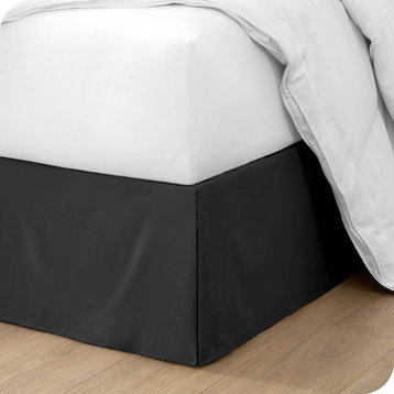 Bare Home Microfiber Bed Skirt , 15" Drop Length, Black, Queen