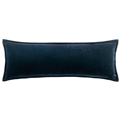 Stella Faux Silk Velvet Long Lumbar Pillow, 14" x 42", 1PC, Midnight Blue