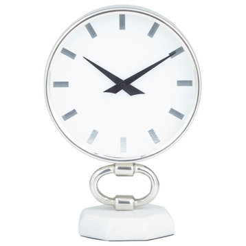 Modern Silver Stainless Steel Metal Clock 560057