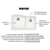 Karran Undermount Quartz 32" 60/40 Double Bowl Kitchen Sink, White