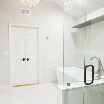 Contemporary Bohemian Primary Bath + Closet Remodel Overland Park, KS