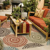 Malibu Indoor and Outdoor Floral Beige and Blue Rug, 6'7"x9'6"