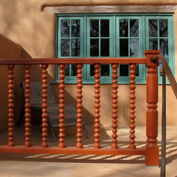 Turned rail and hand forged  stair rail