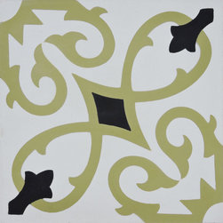 Moroccan Mosaic and Tile House - Agadir Handmade Cement Tile, Gold/Black, Sample - Tile