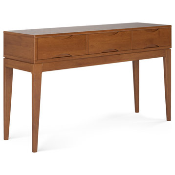 Harper Solid Hardwood Console Sofa Table, Teak Brown