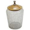 nu steel Crackle Glass Canister With Wooden Lid, Small
