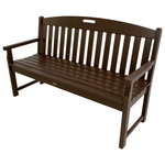 POLYWOOD - Yacht Club 60" Bench, Vintage Lantern - The stylish yet roomy Trex Outdoor Furniture Yacht Club 60" Bench is an ideal way to add more seating to your outdoor entertaining space. The seat is contoured for greater comfort while the slats are designed to be easy on your back. Available in a variety of attractive, fade resistant colors, youre sure to find just the right match to coordinate with your Trex deck. Backed by a 20-year warranty and made with solid HDPE recycled lumber, you dont have to worry about it rotting, cracking or splintering like traditional wood furniture. And its extremely low-maintenance, as it doesnt require any painting or staining. It also resists weather, food and beverage stains, and environmental stresses.