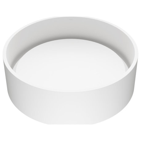 VIGO Anvil 16"L x 16"W x 5"H Matte Stone Round Bathroom Vessel Sink