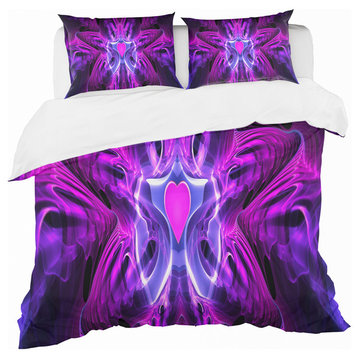 Heart At The Center Purple Abstract Modern Duvet Cover, Twin