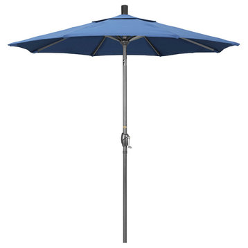 7.5' Grey Push-Button Tilt Crank Aluminum Umbrella, Pacifica, Capri, 7.5'