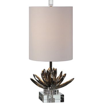 Silver Lotus Accent Lamp, Silver