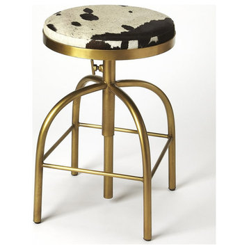 Beaumont Lane 39" Industrial Cast Iron Adjustable Bar Stool in Gold