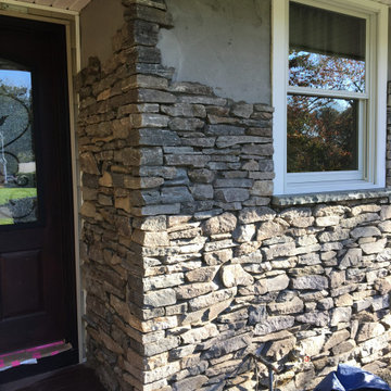 Cultured Stone Veneer on Exterior Wall of House