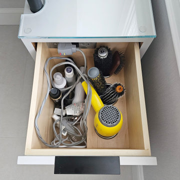 Powered Makeup Desk Drawer with Canisters