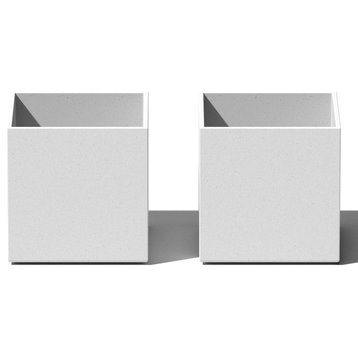 Veadek Geo Series Cube 5" Planter, White, 5 Inch, 2 Pack