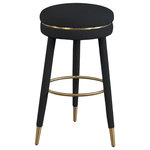 Meridian Furniture - Coral Boucle Fabric Stool, Black, Bar Stool - Liven up your breakfast nook with this Coral black boucle fabric bar stool from Meridian Furniture. Its rich black boucle fabric upholstery offers soft texture while you sit, and its swivel function allows you to twist and turn while you sit at the counter. This bar-height chair adds lift to your day while you swivel happily at your breakfast bar. It features brushed gold accents, giving it a contemporary design that complements any modern living space.