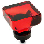 Cosmas - Square Cabinet Knob, Oil Rubbed Bronze and Red Glass - Manufacturer: Cosmas