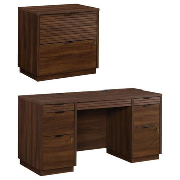 Home Square 2-Piece Set with 60" Credenza Desk & 2-Drawer Lateral File Cabinet