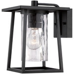 Quoizel - Quoizel LDG8408K Lodge 1 Light Outdoor Lantern - Mystic Black - The Lodge collection a simplistic design with unique glass features a look that's all its own. Its distinctive clear hammered glass is showcased by the simple framework which is highlighted with a Mystic Black finish.