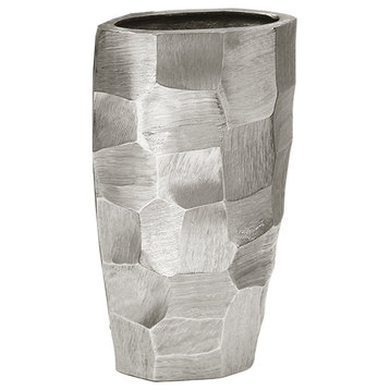 pounded-metal-vase, Silver