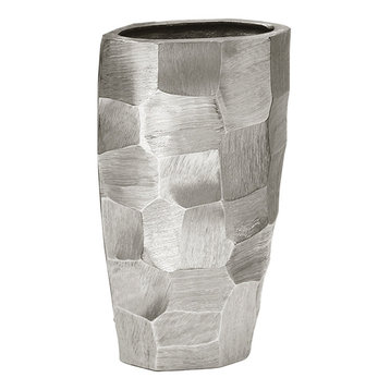 pounded-metal-vase, Silver
