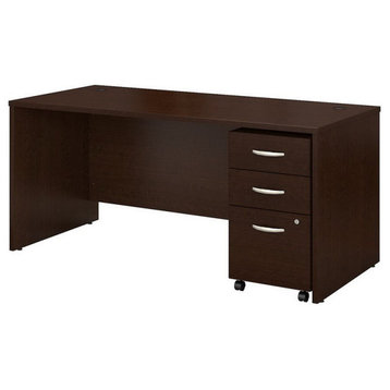 Series C 66W x 30D Office Desk with Drawers in Mocha Cherry - Engineered Wood