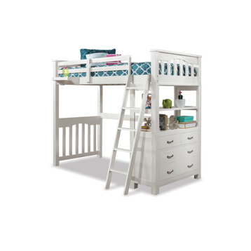 Hillsdale Highlands Wood Loft Bed With Hanging Nightstand, Twin Loft Bed