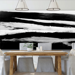 Preethi Arts - 72x36 inches Black white minimal modern abstract painting Large wall art - Paintings