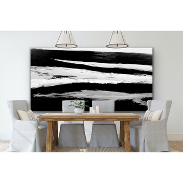 72x36 inches Black white minimal modern abstract painting Large wall art