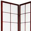 Traditional Room Divider, Wood Frame With 6 Panels and Square Lattice , Red