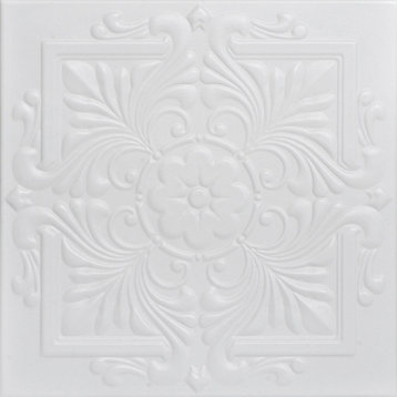 Victorian Styrofoam Ceiling Tile 20 in x 20 in - #R14, Pack of 48, White Heron