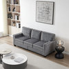 Stylish Corduroy Upholstered Sofa With Storage Sturdy, Dark Grey, Three-Seat