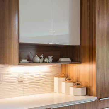 High-Gloss White & Teak IKEA Kitchen
