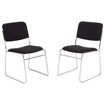 Set of 2 Dining Chair, Versatile Design With Contoured Seat & Back, Ebony Black