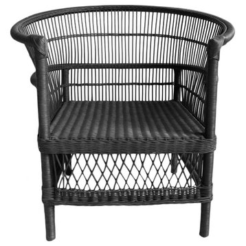 Black Wicker Horseshoe Chair
