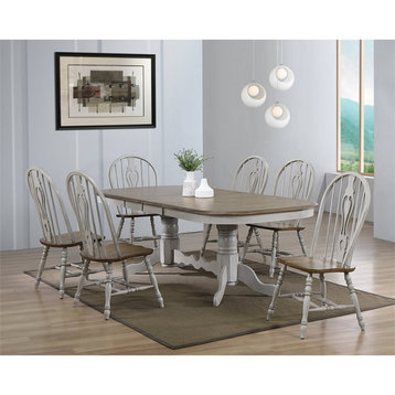 Sunset Trading Country Grove 7-Piece 96" Oval Extendable Wood Dining Set in Gray