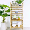 Bamboo Multi-Purpose Freestanding Foldable 4-tier Bookcase Shelf